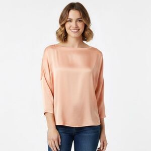 NWT Chico’s Whitley Woven-Front Top 3/4 Sleeves Sheer Petal Pink Size 3